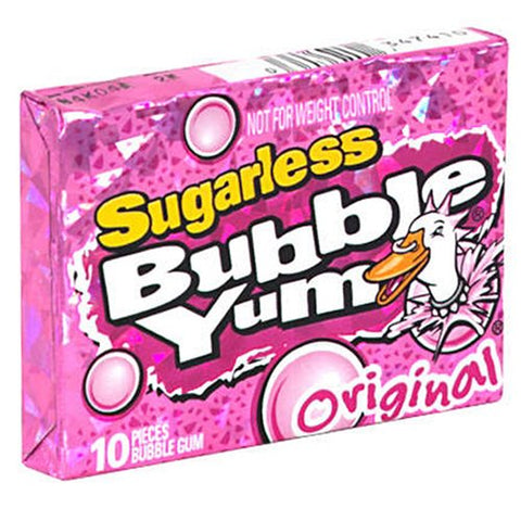 BUBBLE YUM Sugarless Original Bubble Gum, Sugar Free, 10 count, 1.76 Ounce Box (Pack of 12)