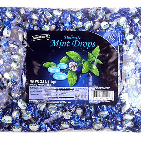 Colombina Delicate Blue Mini Mint Drops - 2.2 lb. bag
