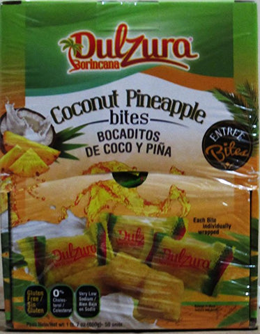 Dulzura Borincana Coconut - Pineapple (Coco Piña) Bites - 50 Packs