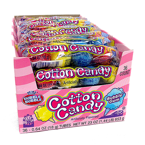 Dubble Bubble Cotton Candy Bubble Gum 5 Pieces Per Sleeve (Pack of 36)
