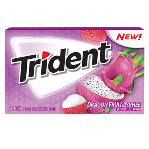 Trident Dragon Fruit Lychee Sugar Free Gum 12Ct Box